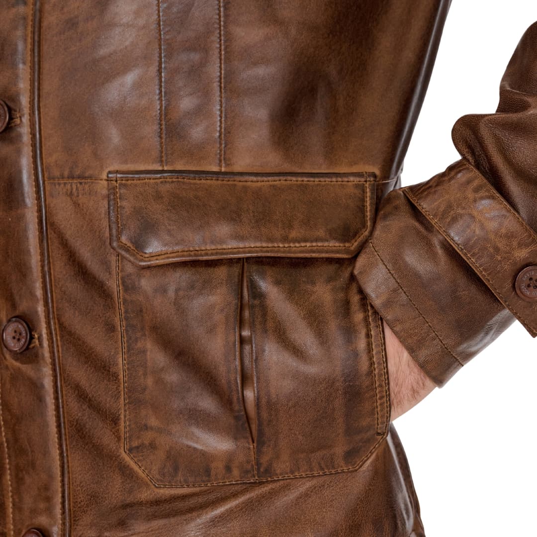 Buy Mens Vintage Brown Leather Coat