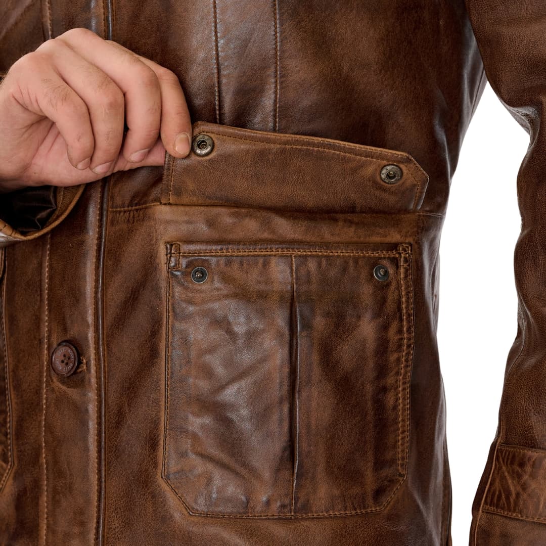 Buy Mens Vintage Brown Leather Coat