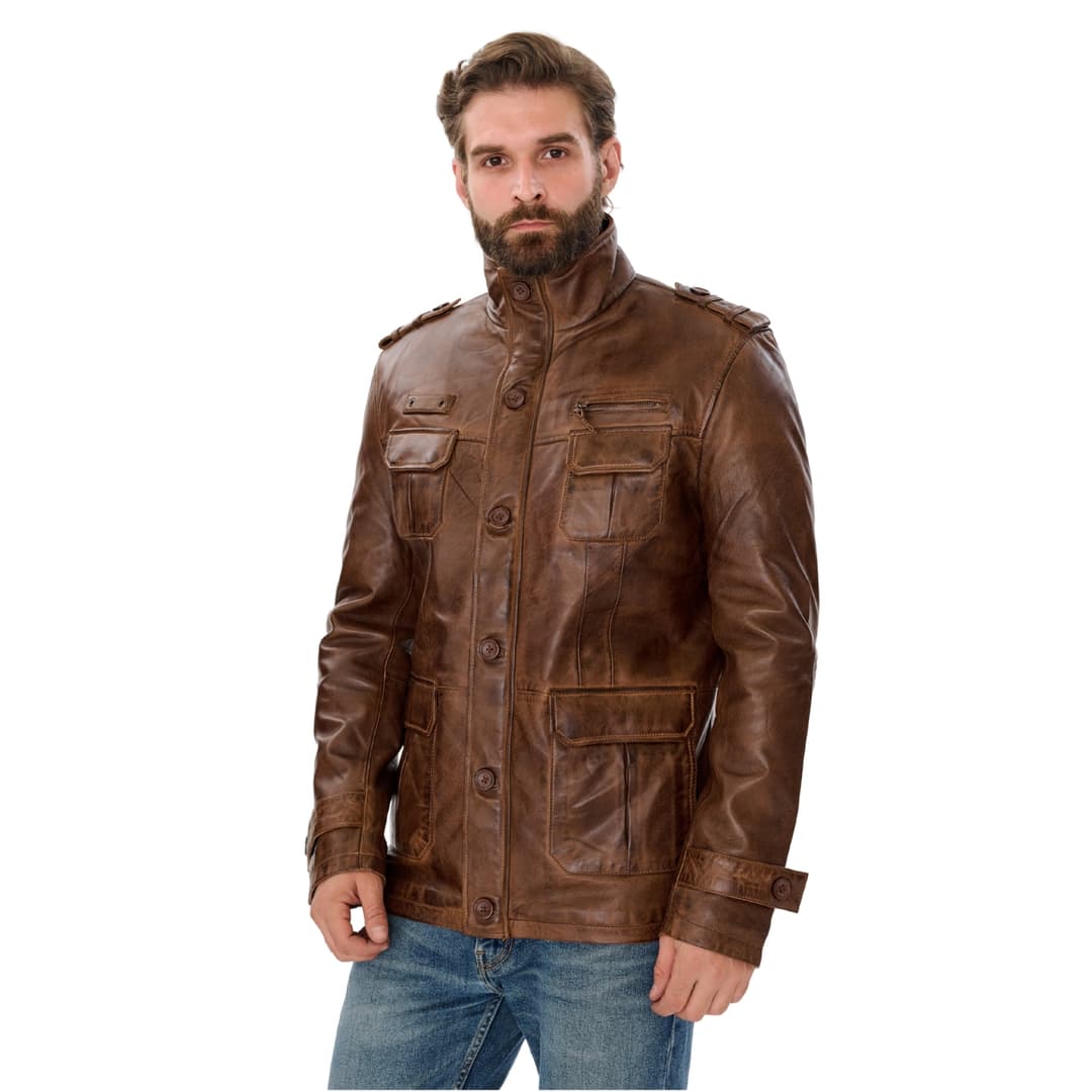 Buy Mens Vintage Brown Leather Coat