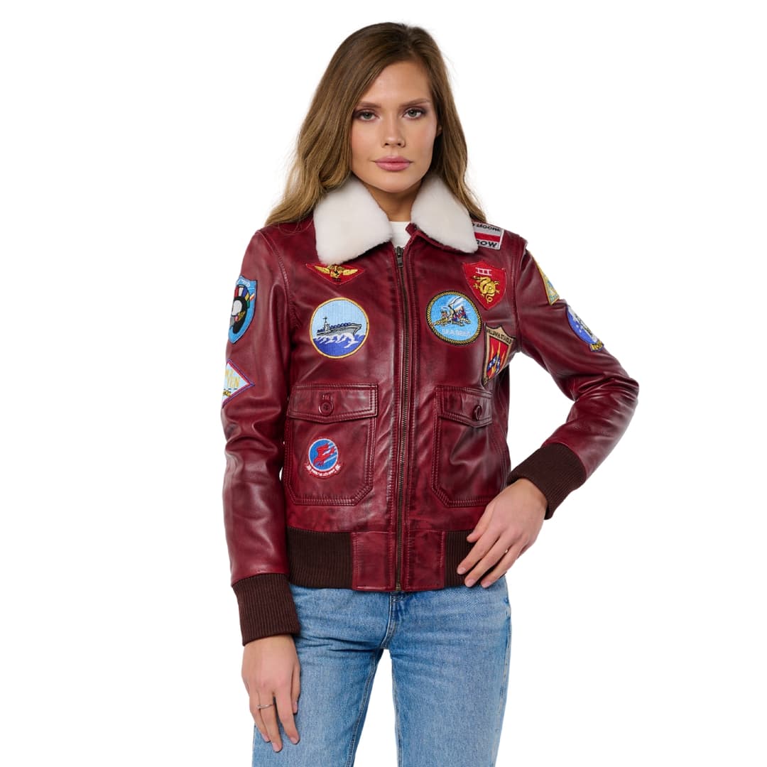 Vintage G-1 Flight Bomber Waxed Leather Jacket Womens