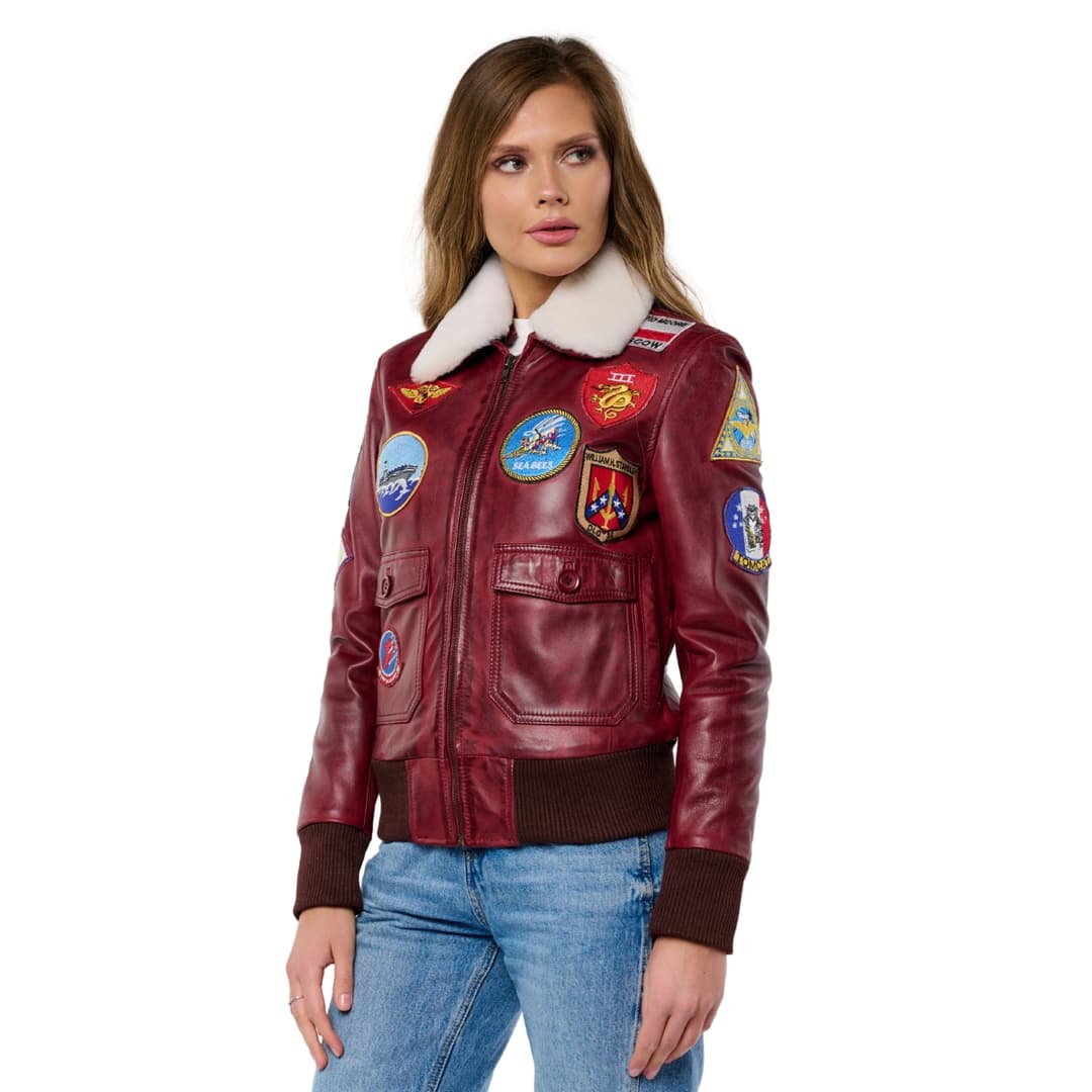 Vintage G-1 Flight Bomber Waxed Leather Jacket Womens