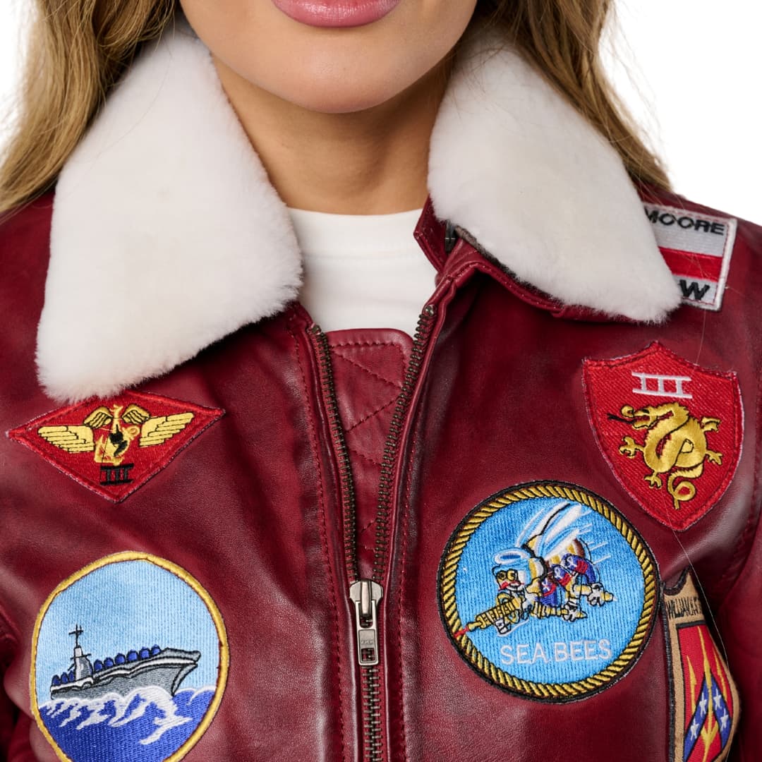 Vintage G-1 Flight Bomber Waxed Leather Jacket Womens