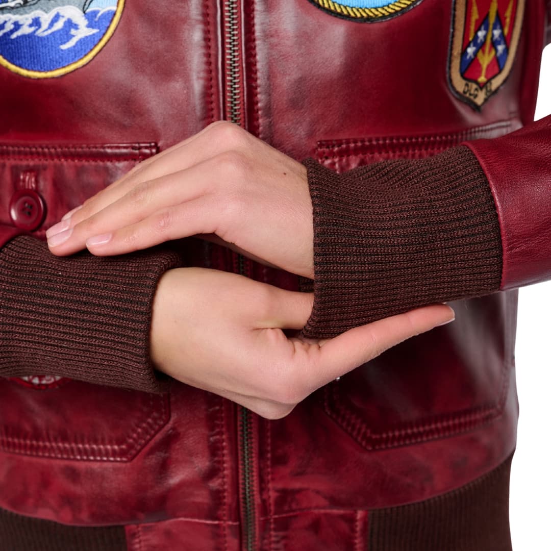 Vintage G-1 Flight Bomber Waxed Leather Jacket Womens