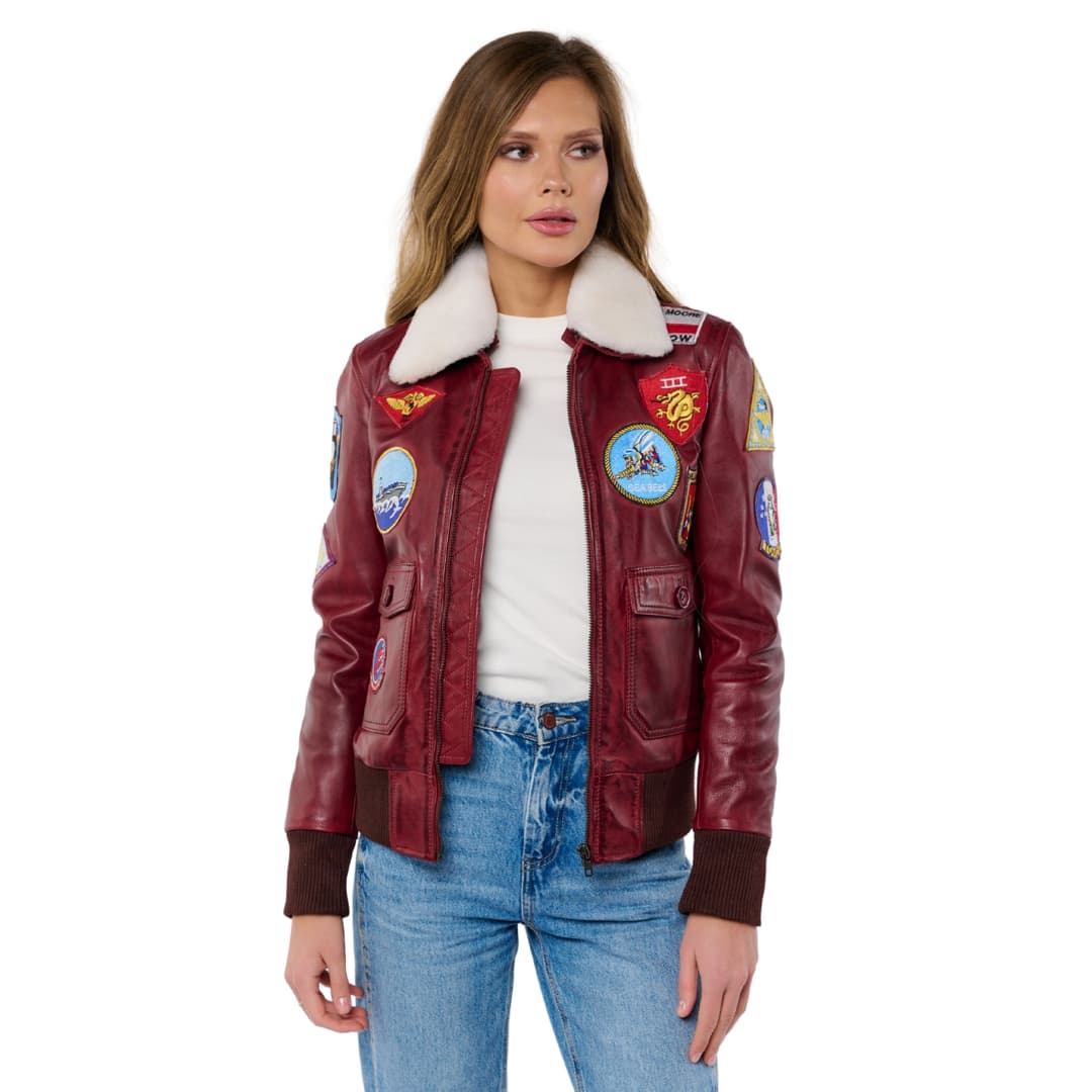 Vintage G-1 Flight Bomber Waxed Leather Jacket Womens