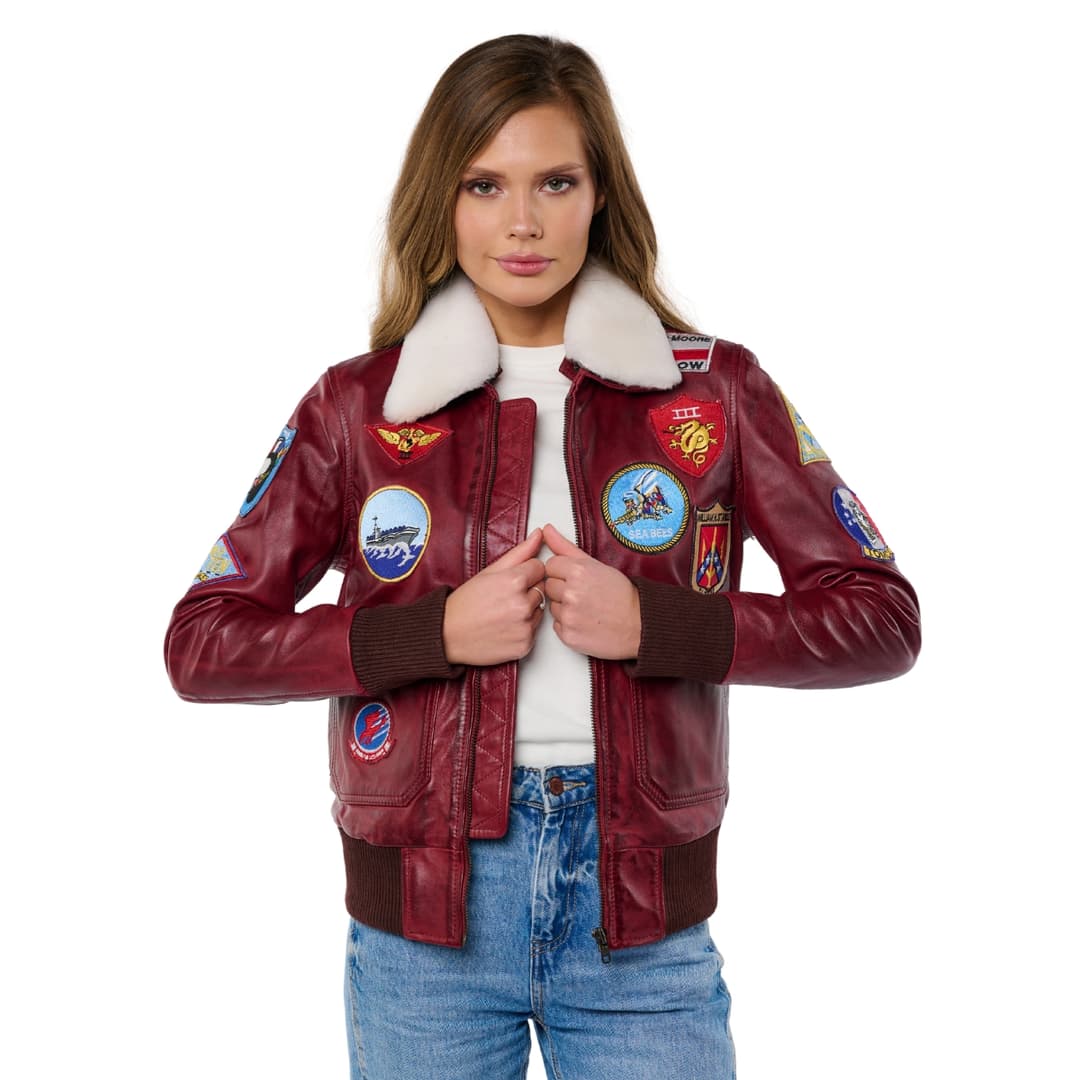 Vintage G-1 Flight Bomber Waxed Leather Jacket Womens