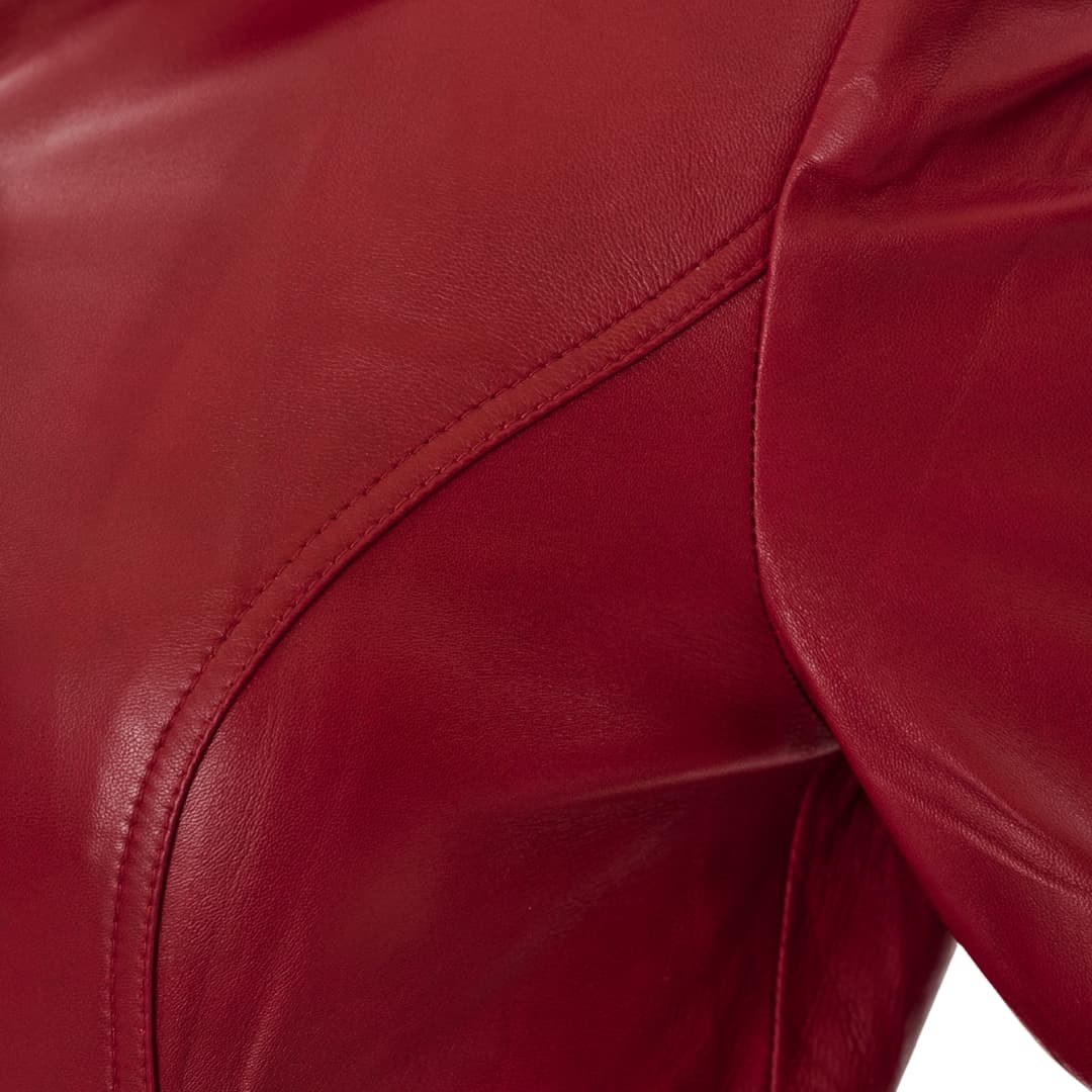 Womens Lambskin Slim Fit Burgendy Leather Jacket