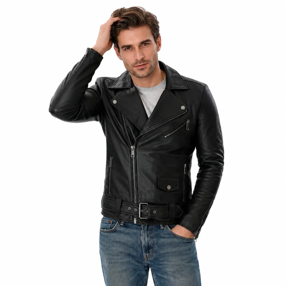 Mens Black Motorcycle Jacket_2