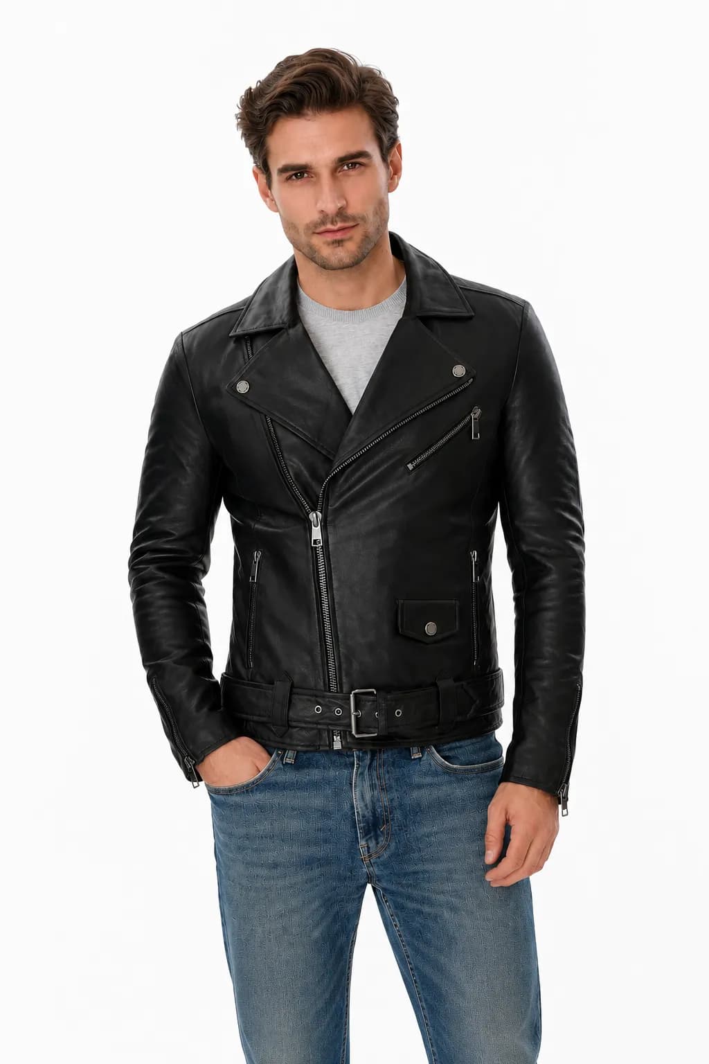 Mens Black Motorcycle Jacket_3