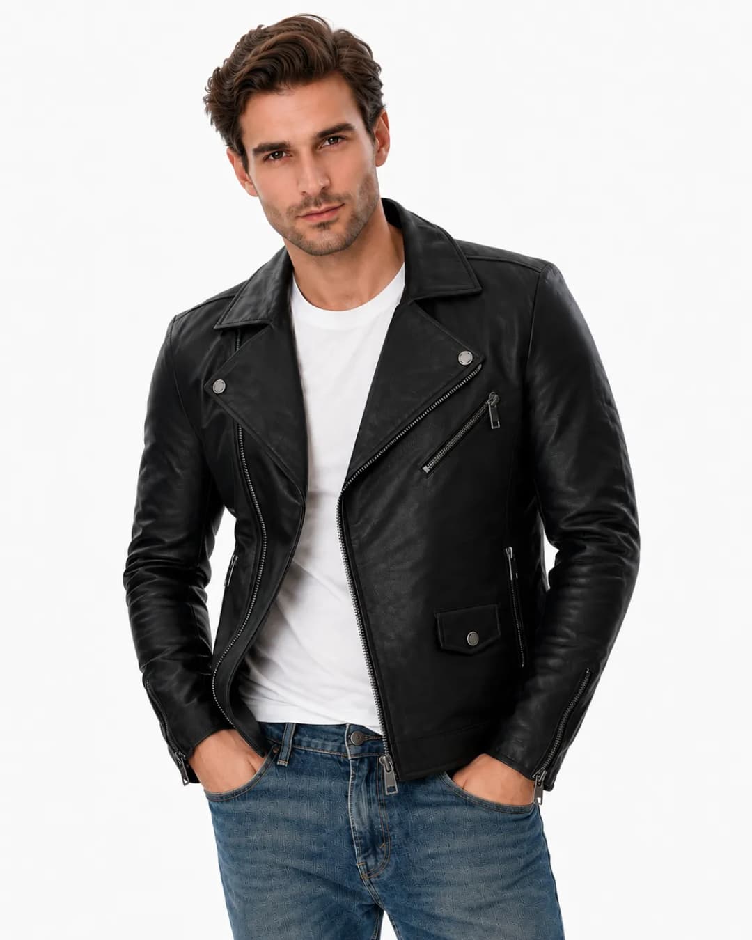 Mens Black Motorcycle Jacket_4