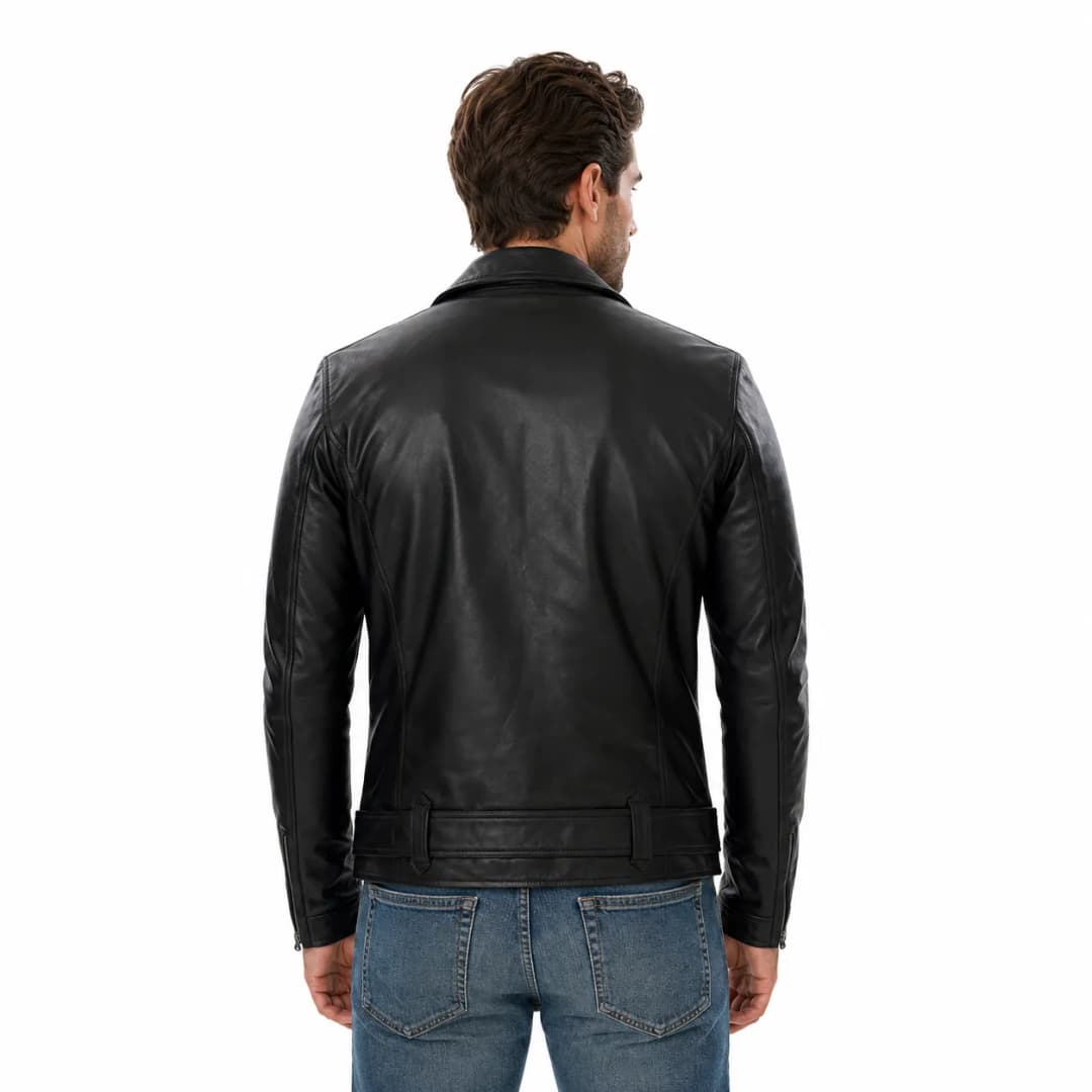 Mens Black Motorcycle Jacket_5
