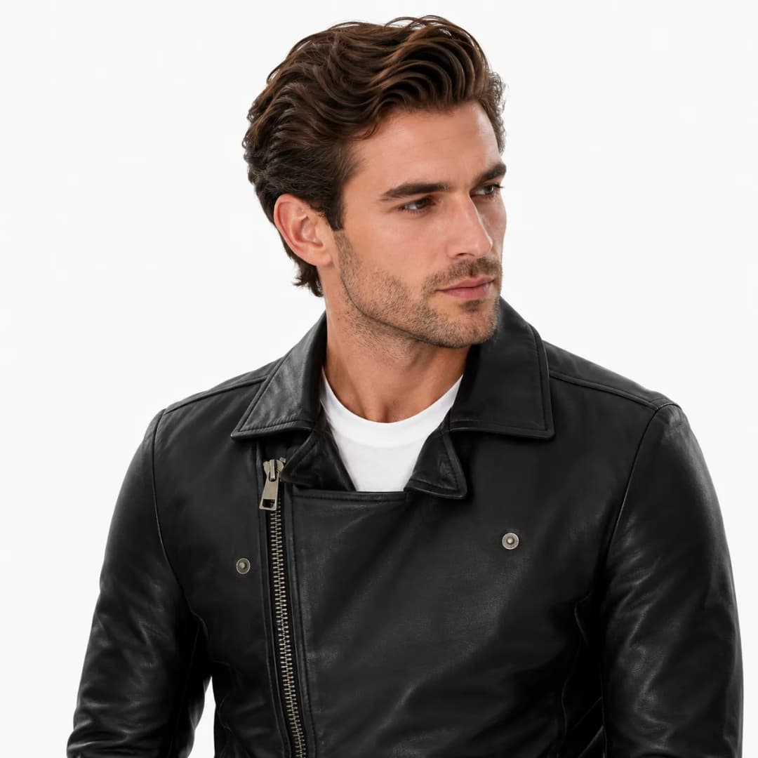 Mens Black Motorcycle Jacket_6