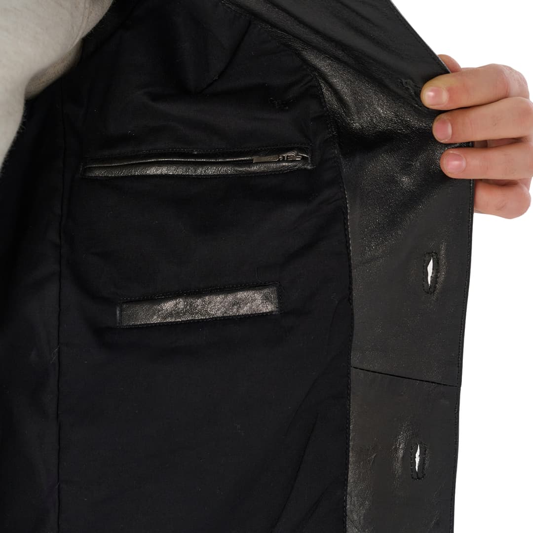 Mens Sheepskin Vintage Black Genuine Leather Jacket