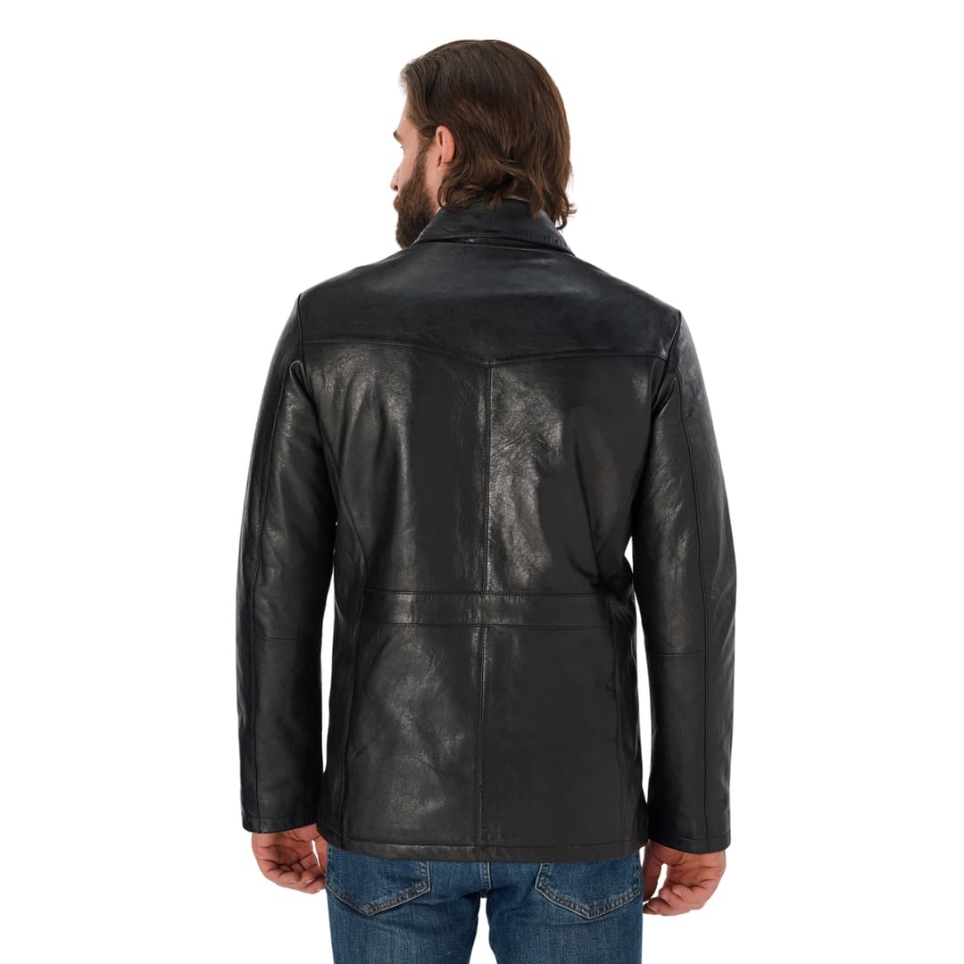 Mens Sheepskin Vintage Black Genuine Leather Jacket