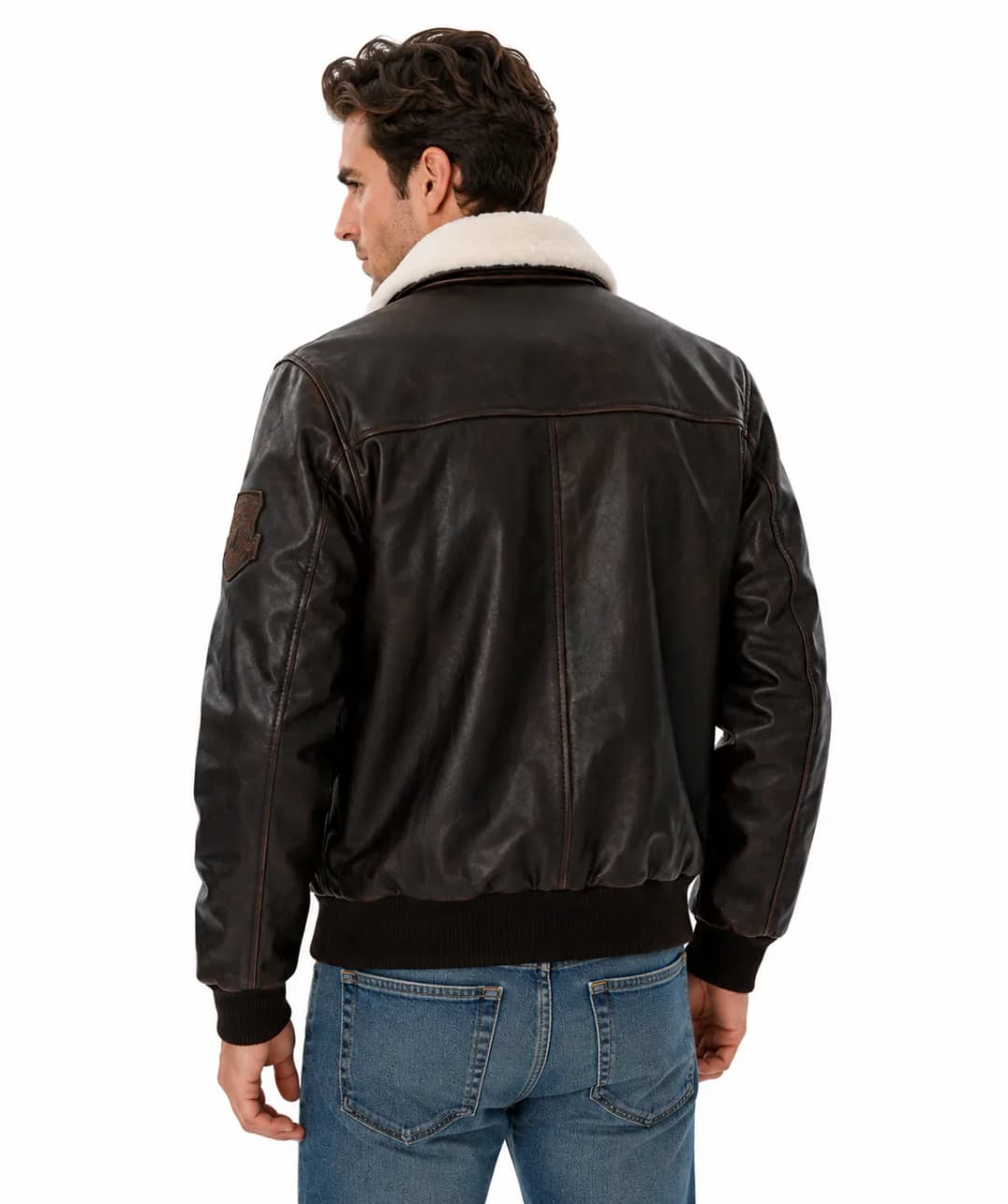 Mens Air Force Pilot Bomber Jacket With Shearling Collar-1
