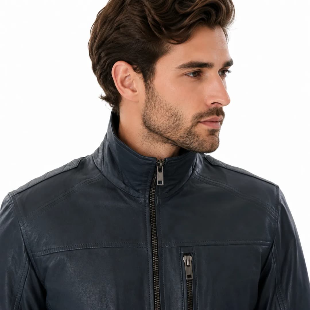 Mens Vintage Blue Leather Jacket_6