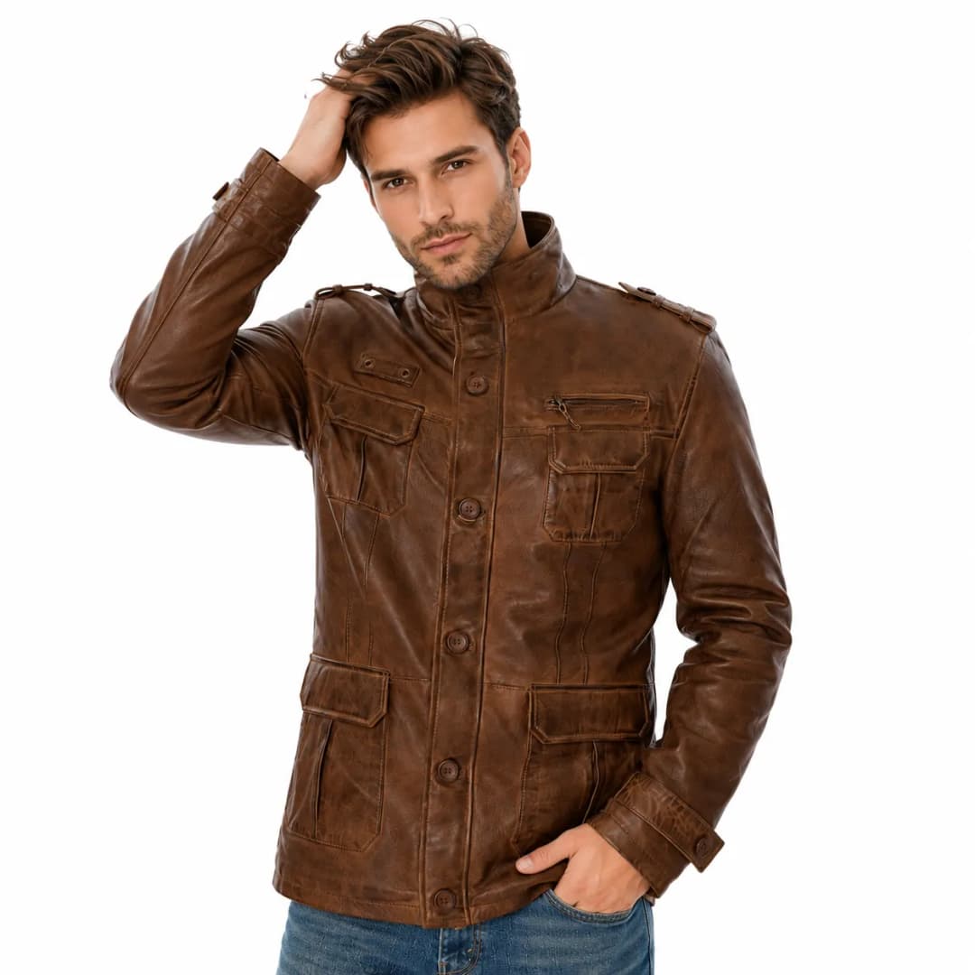 Mens Vintage Brown Leather Jacket_2