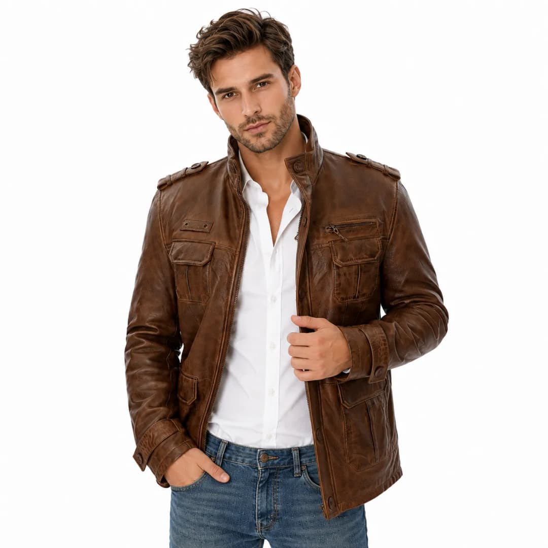Mens Vintage Brown Leather Jacket_3
