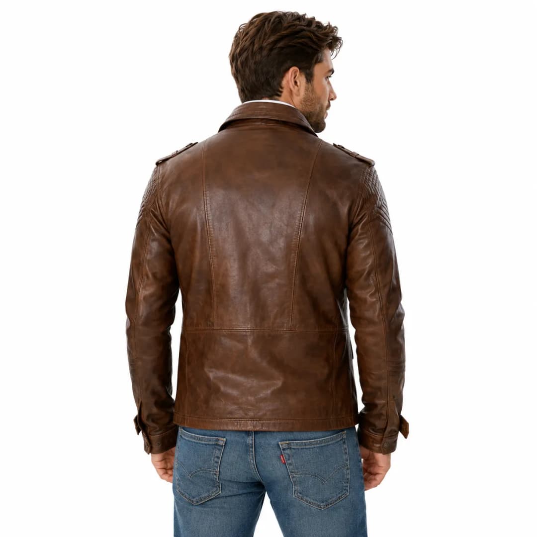 Mens Vintage Brown Leather Jacket_5