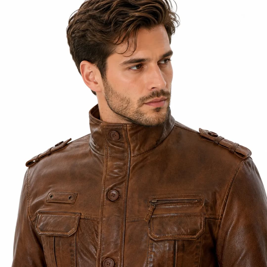 Mens Vintage Brown Leather Jacket_6
