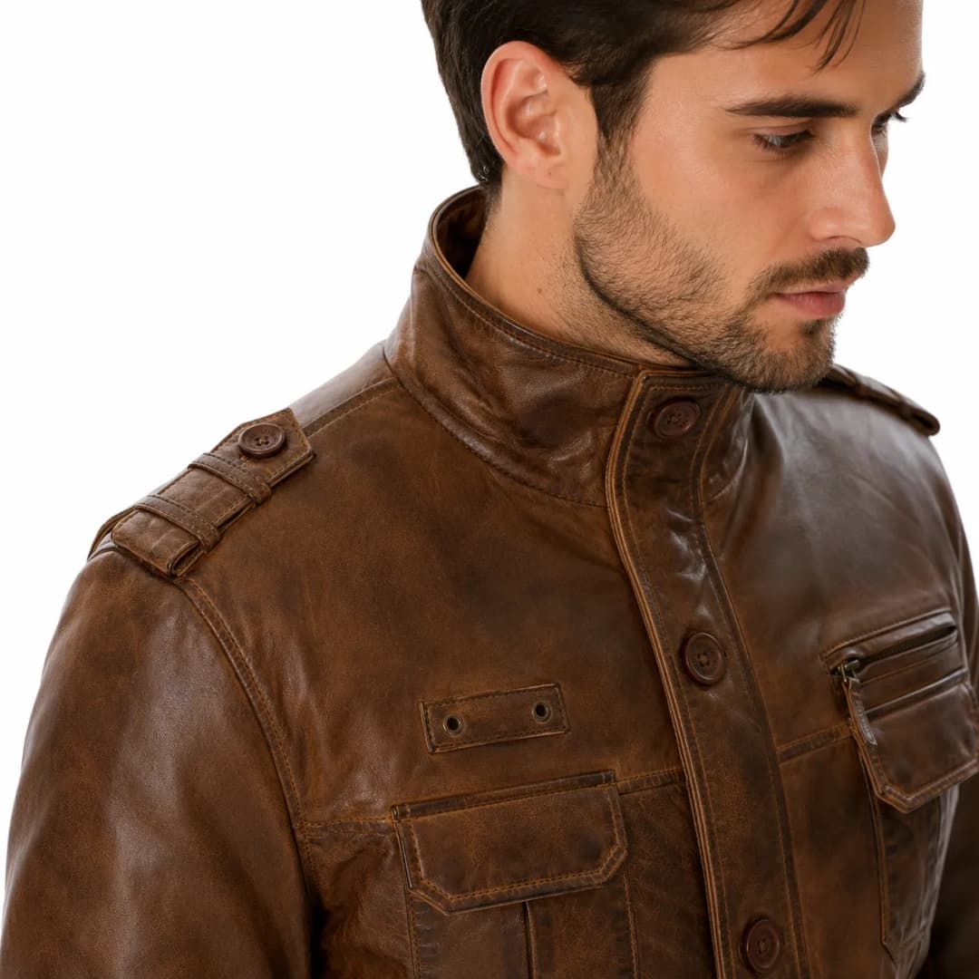 Mens Vintage Brown Leather Jacket_8