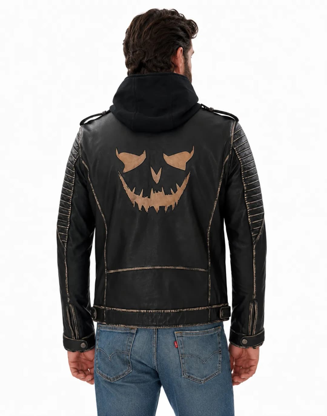 Suicide Squad Jocker Mens Leather Biker Jacket_5